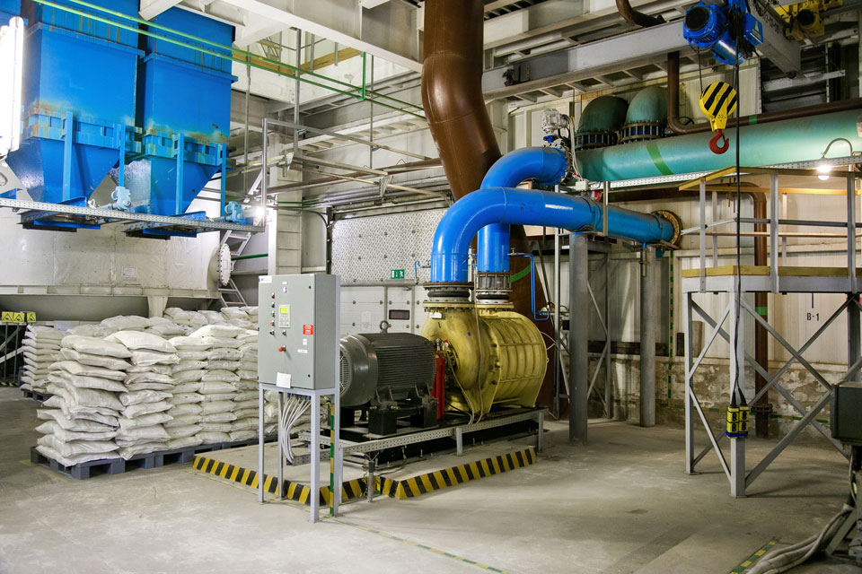 A dust collector with filter bags