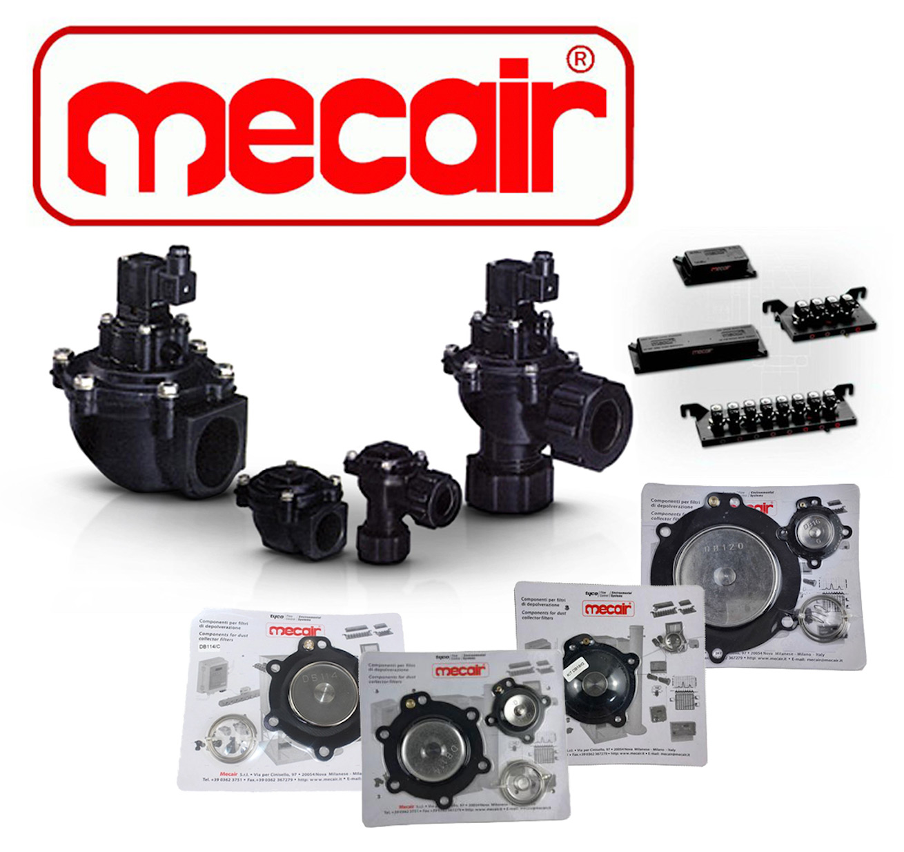 Mecair valves with Mecair replacement parts for dust collection and air filtration.