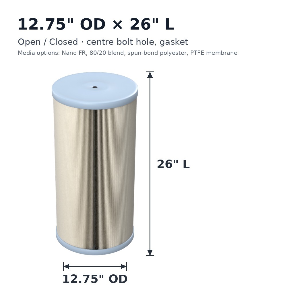 bha-cartridge-filter-12-75od-x-26l-open-closed-bolt-hole-gasket-dimensions